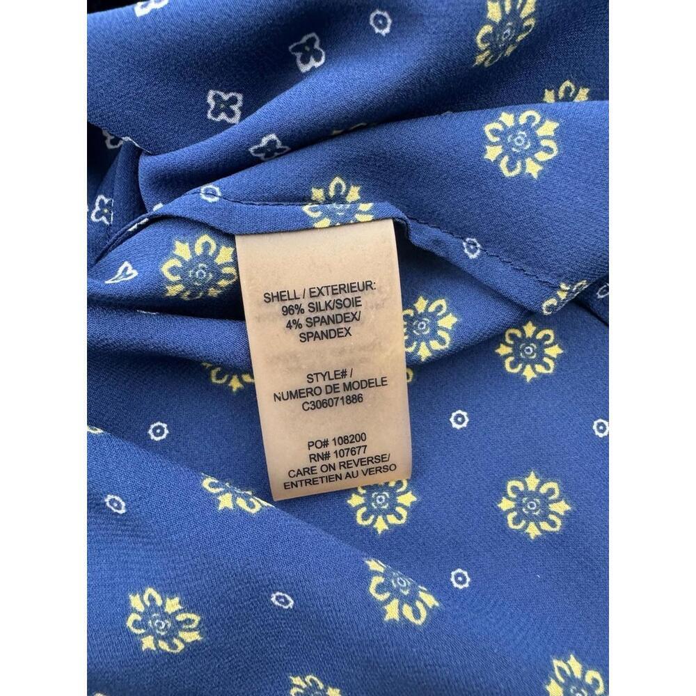 Alice + Olivia Floral Print Bow Silk Blouse Dark Blue Size XS - Picture 5 of 5